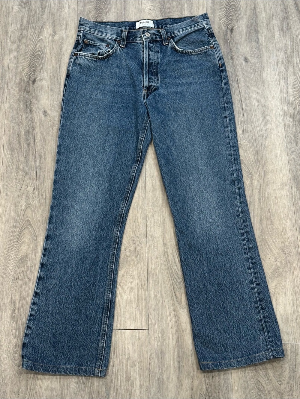 Agolde Women's Casual Dark Blue Denim Relaxed Fit Boot Cut Jeans